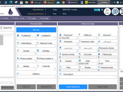 Admission page of clinic management program